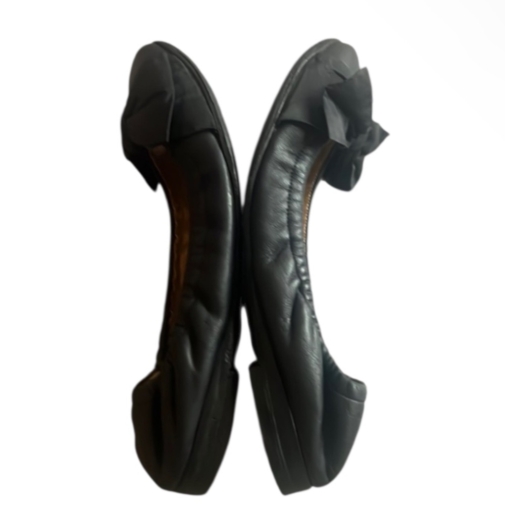 Authentic Valentino luxury designer black leather bow ballet flats sz 7 Euro 37 - Picture 11 of 12
